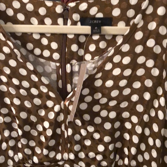 J. Crew top Brown/cream polka Viscose NWT size 6 - Picture 2 of 3